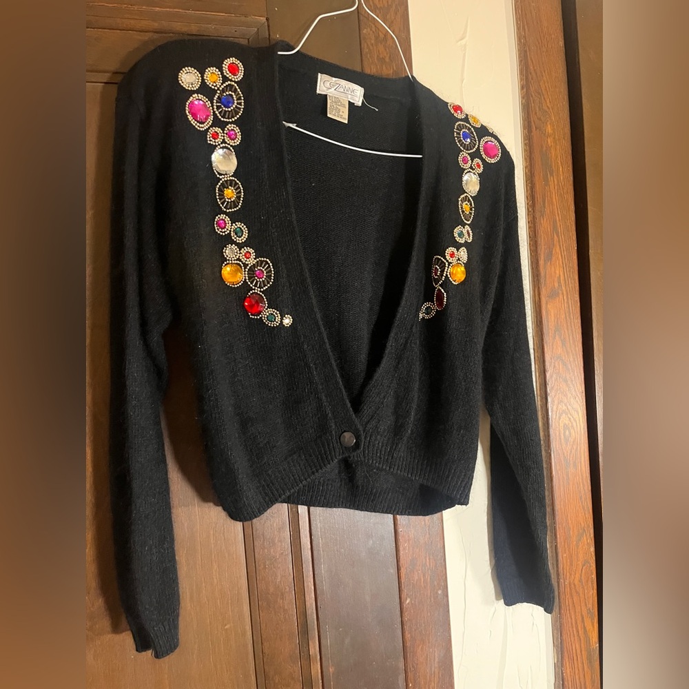 Vtg Cezanne Silk and Angora Blend Cardigan